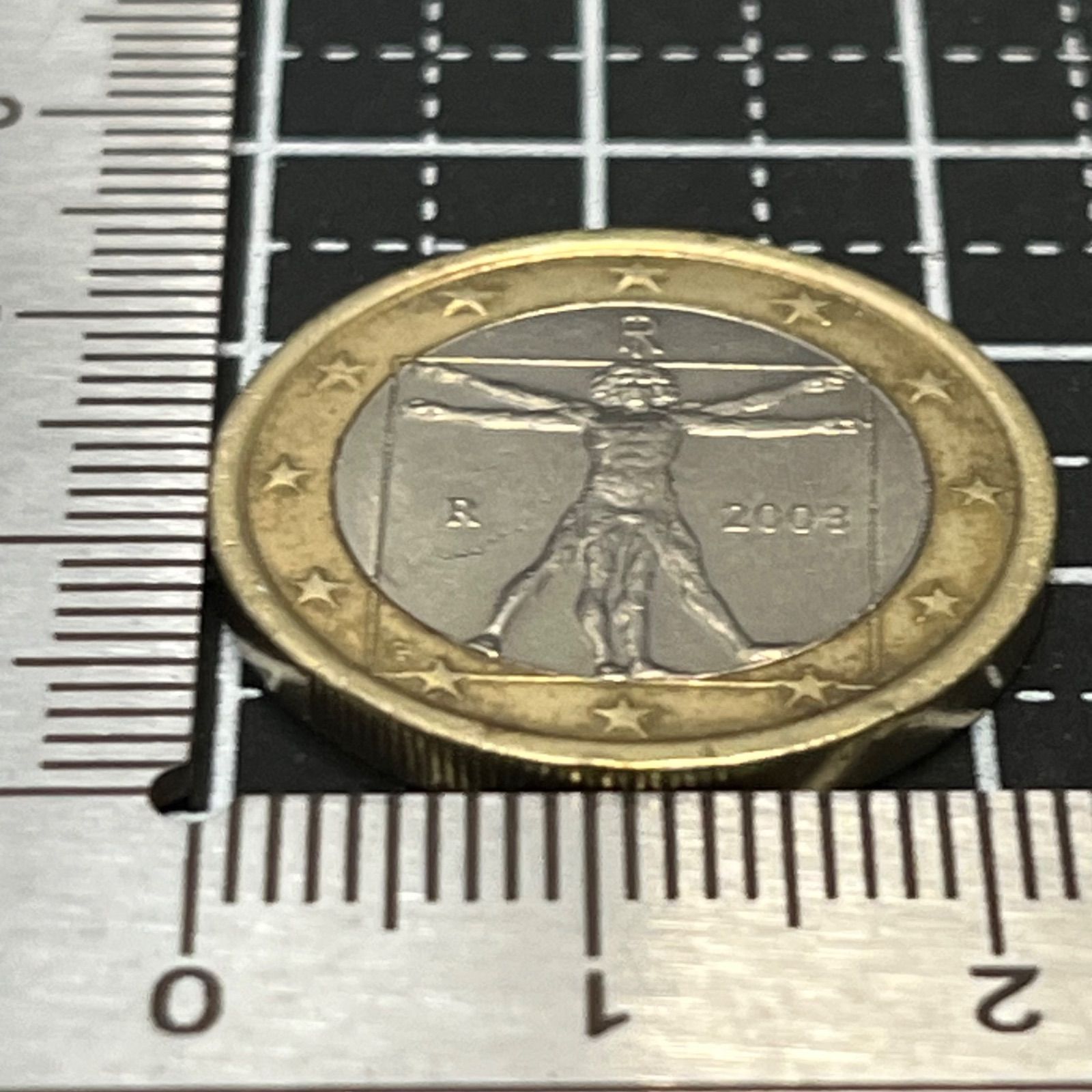 1ユーロ硬貨】2003年 イタリア／ダ・ヴィンチ《ウィトルウィウス的人体