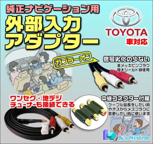 ノア NOAH ZRR80・85 H29.7～ G-BOOK mx トヨタ純正メーカーオプションSDナビ対応 外部入力アダプター RCAメス端子 全長２m 金メッキ仕様 【ADP-16-2】 標準装備のVTR入力端子が使用不可になります。 ケーズシステム製