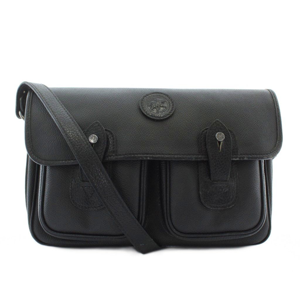 ハンティングワールド HUNTING WORLD レザー スモール キャリーオール ショルダーバッグ 黒 ブラック