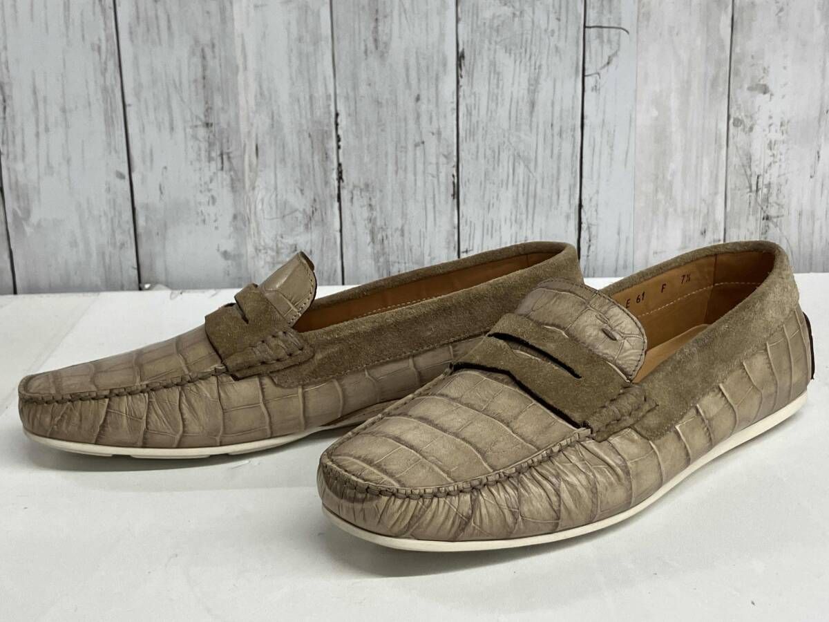 Santoni ローファー サントーニ クロコ型押し スリッポン レザー