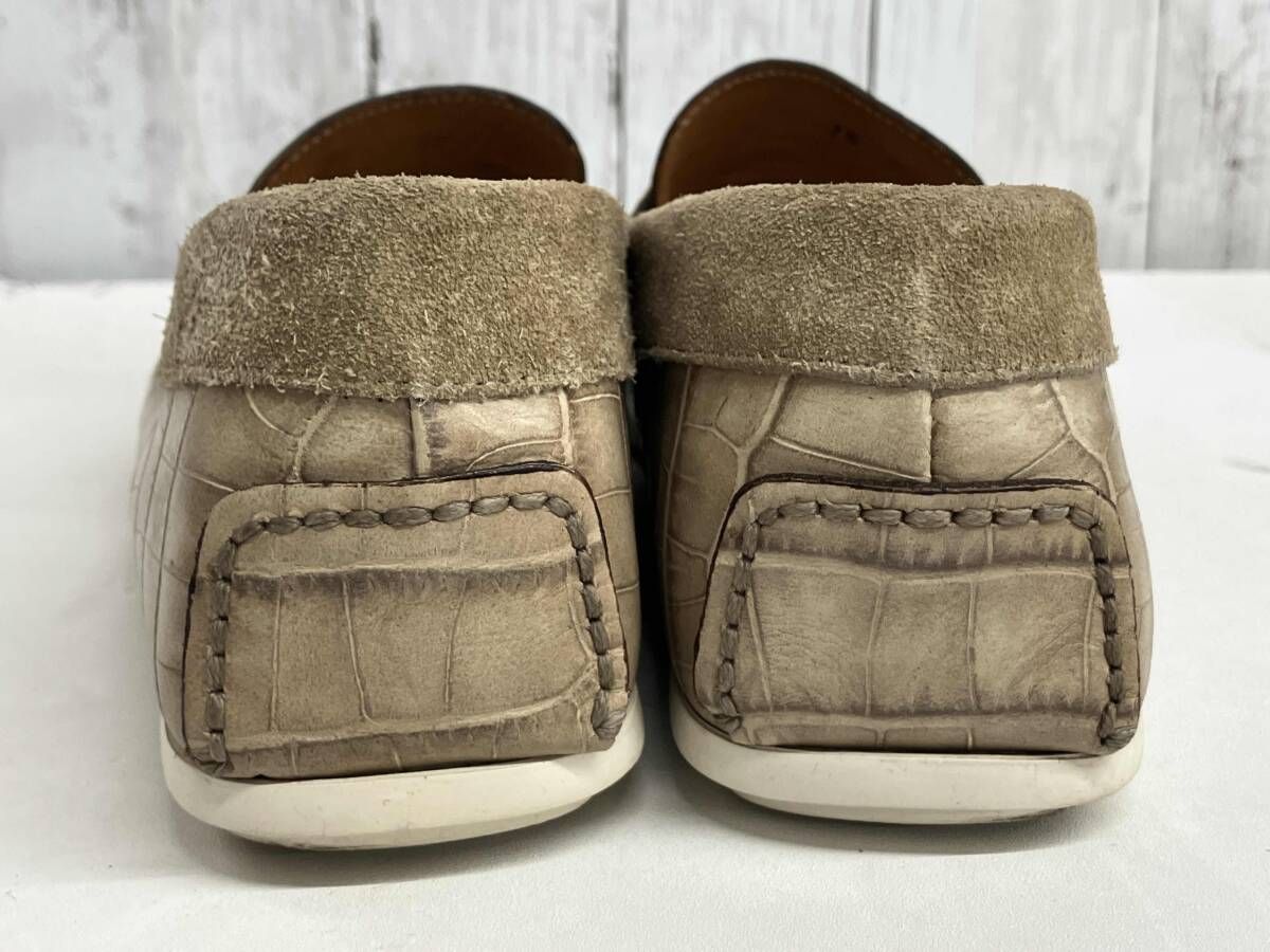 Santoni ローファー サントーニ クロコ型押し スリッポン レザーシューズ サイズ7 5