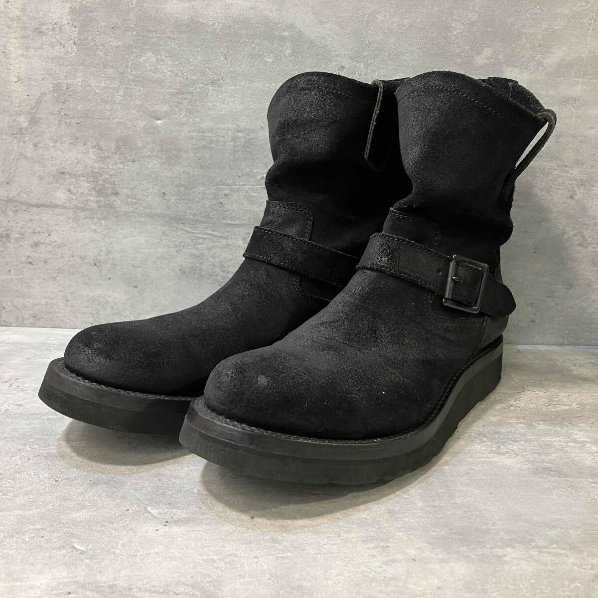 ISAMU BACK LASH suede boots モンクベルトスエードブーツ ブーツ サイズ27 ブラック イサム カタヤマ