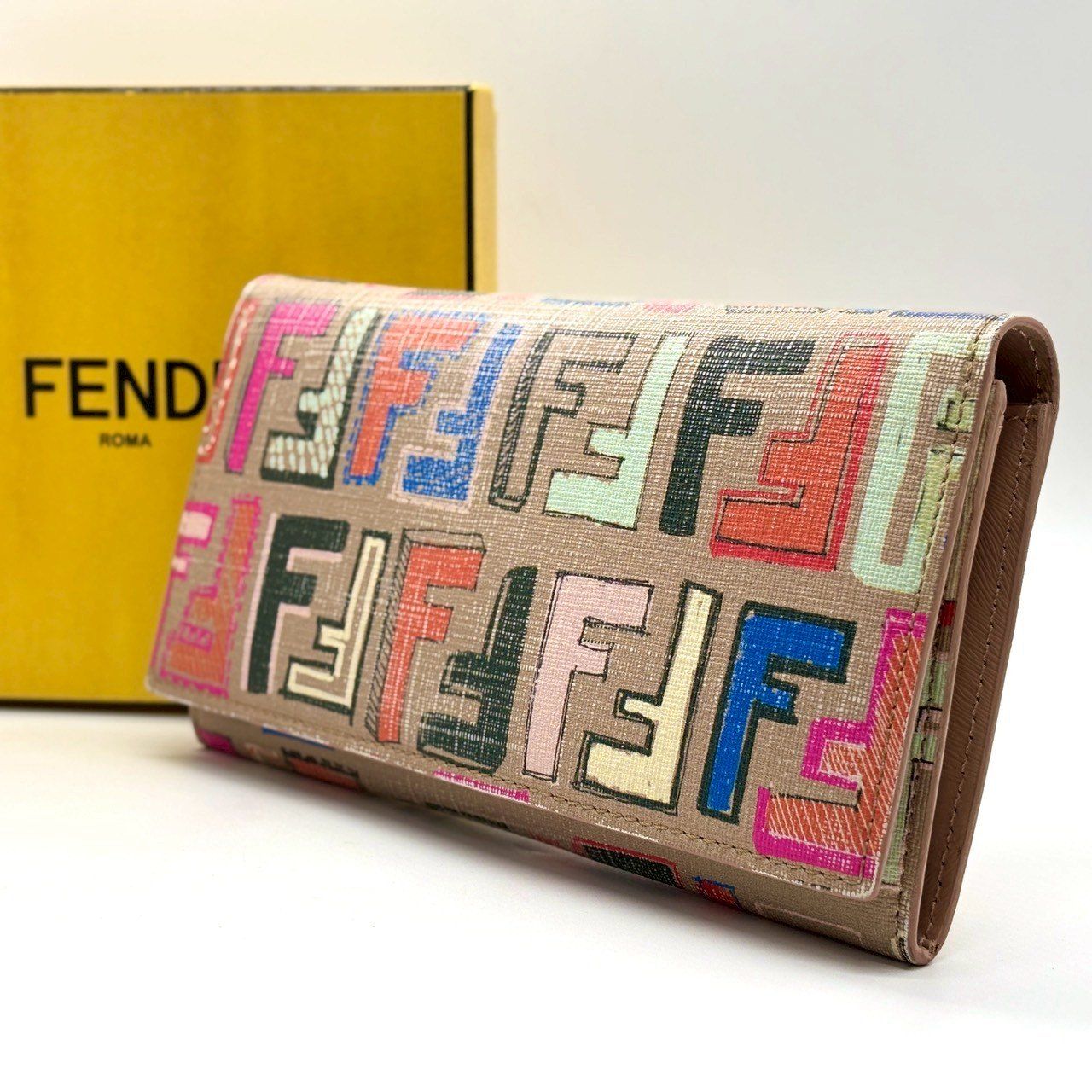 FENDI フェンディ ラッピー マルチカラーシルク バンドゥ スカーフ 黄