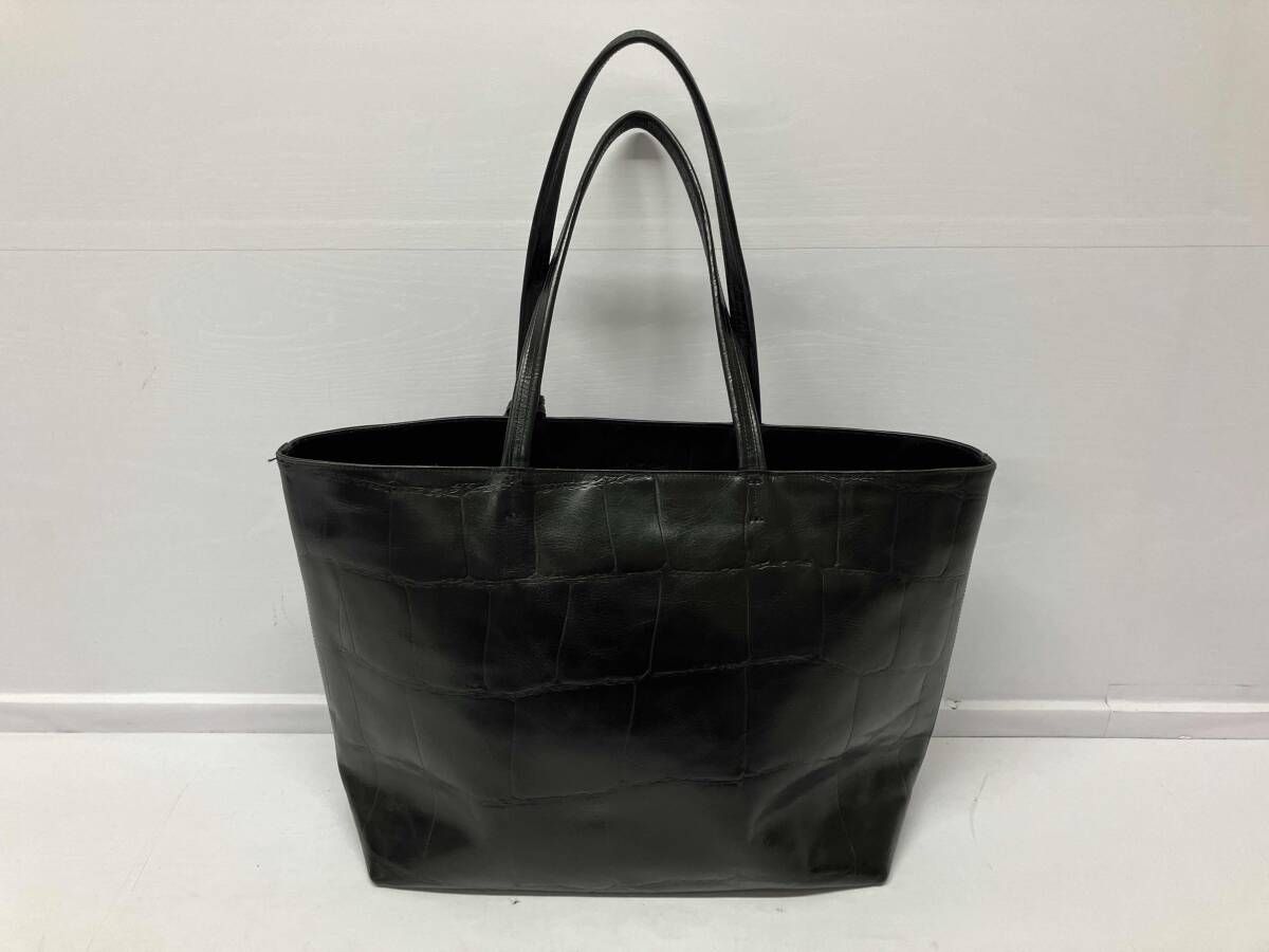 aniary アニアリ 08-02000 クロコ型押し トートバッグ ビッグスタンプクロレザー ブラック 通年