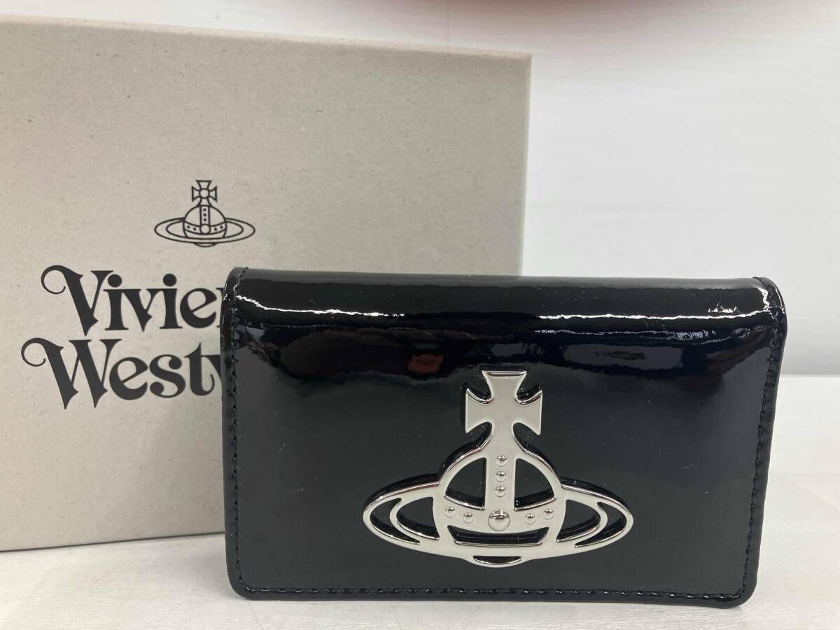 ヴィヴィアンウエストウッド カードケース 箱有 エナメル ブラック L 0010 N 403