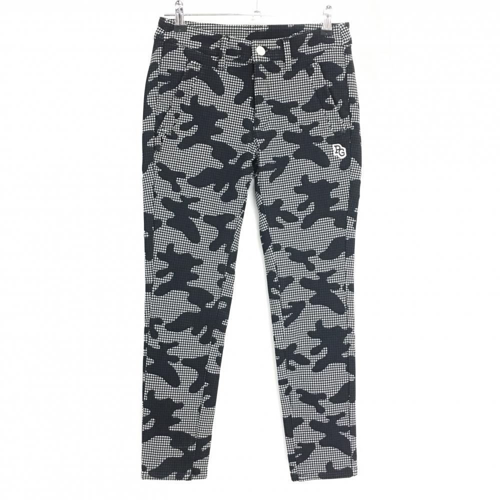 パーリーゲイツ ストレッチパンツ 黒 白 千鳥格子 迷彩調 裏起毛 30周年 レディース 1 M ゴルフウェア PEARLY GATES