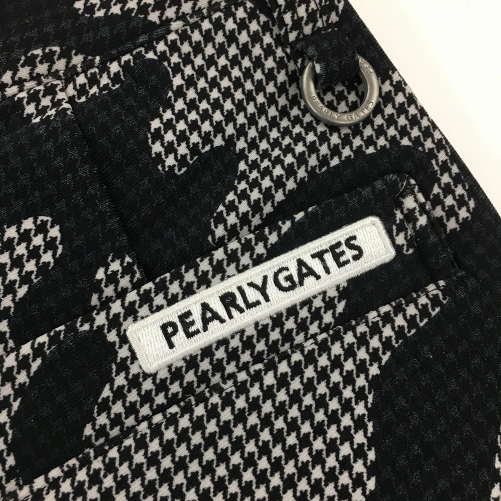 【美品】パーリーゲイツ ストレッチパンツ 黒×白 千鳥格子 迷彩調 裏起毛 30周年 レディース 1(M) ゴルフウェア PEARLY GATES