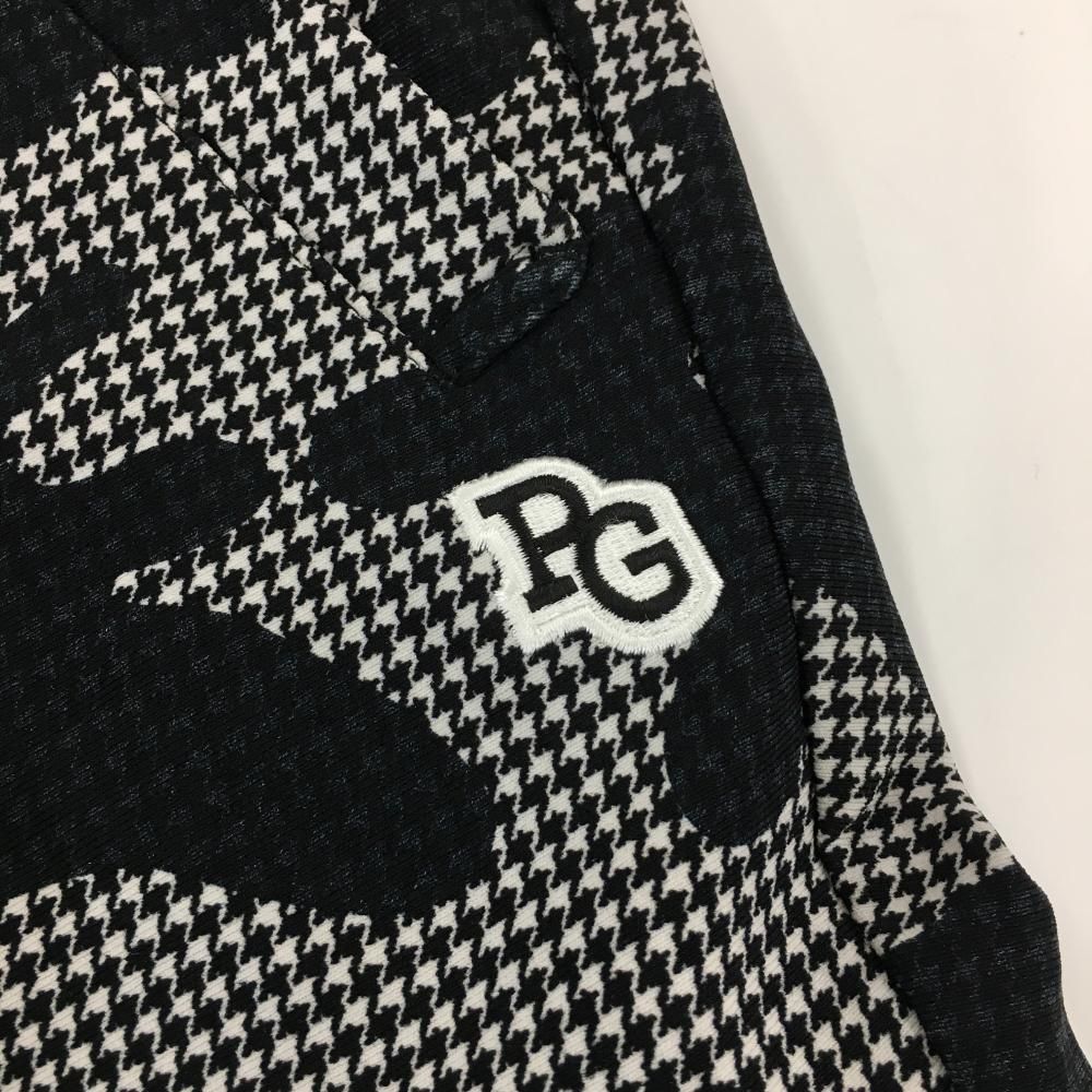 【美品】パーリーゲイツ ストレッチパンツ 黒×白 千鳥格子 迷彩調 裏起毛 30周年 レディース 1(M) ゴルフウェア PEARLY GATES