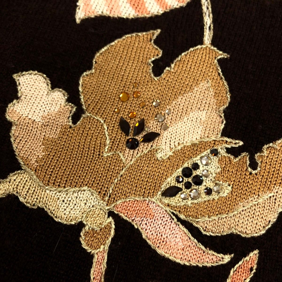 LEONARD レオナール カーディガン サイズ:L カシミヤ・シルク/花柄