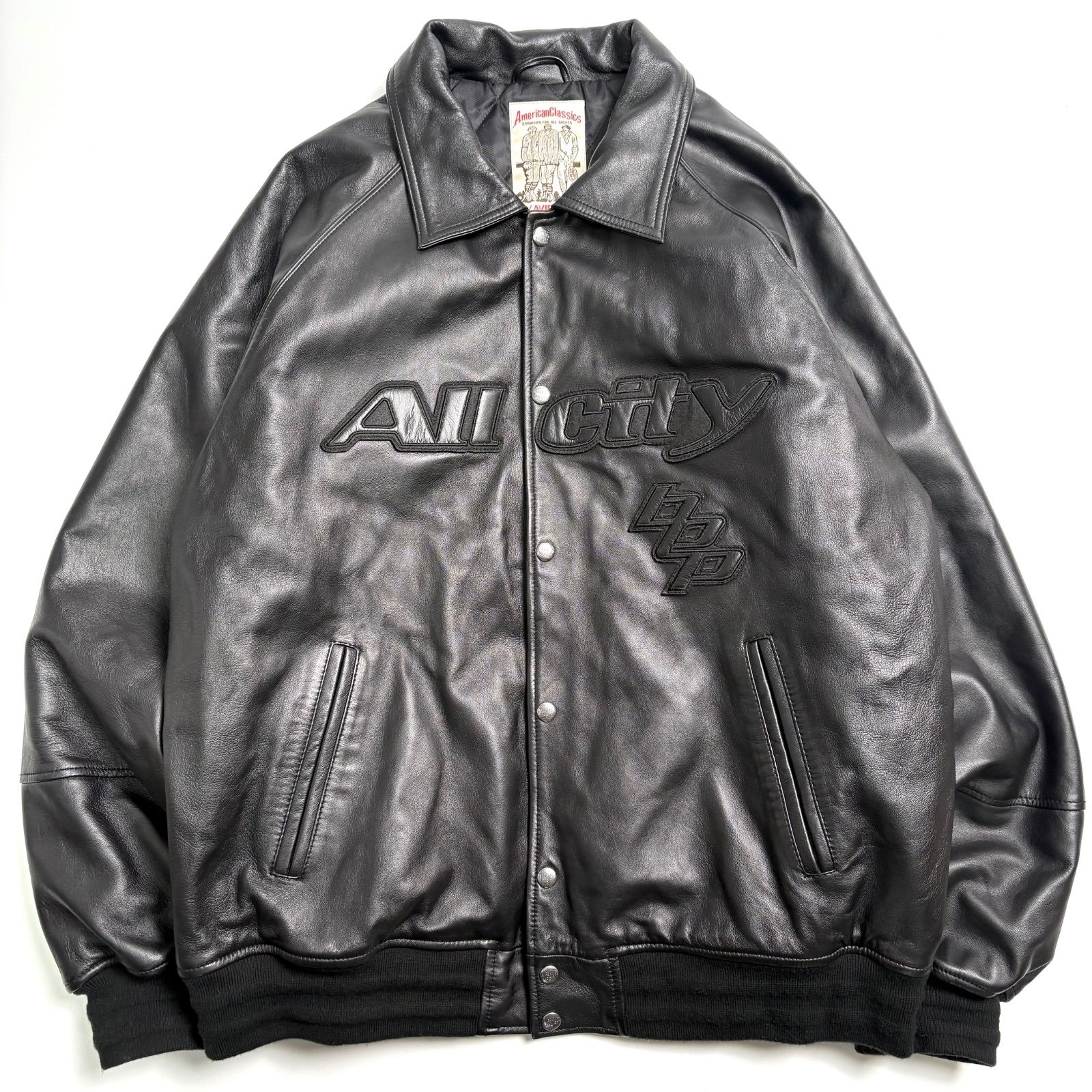 羊革】AVIREX x BLACK EYE PATCH レザージャケット 黒 XXL スタジャン