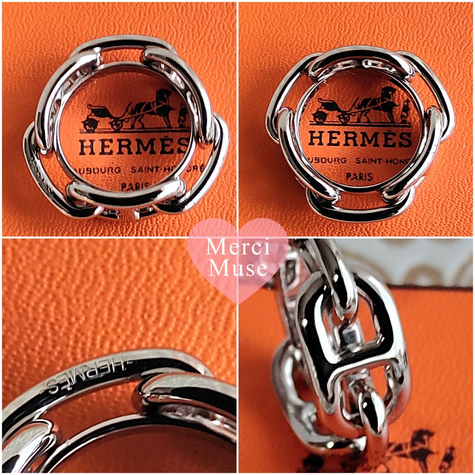 ❤未使用品❤スカーフリング シェーヌダンクル シルバー金具 エルメス