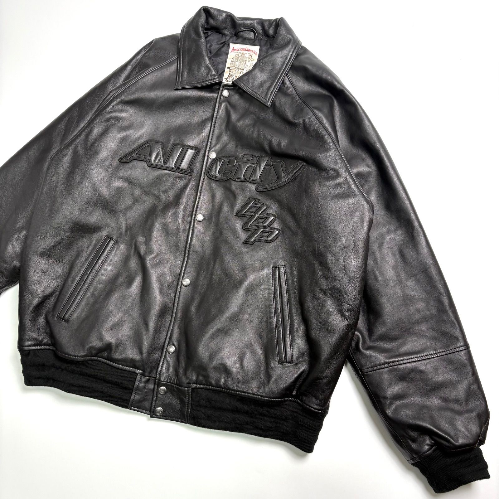 羊革】AVIREX x BLACK EYE PATCH レザージャケット 黒 XXL スタジャン