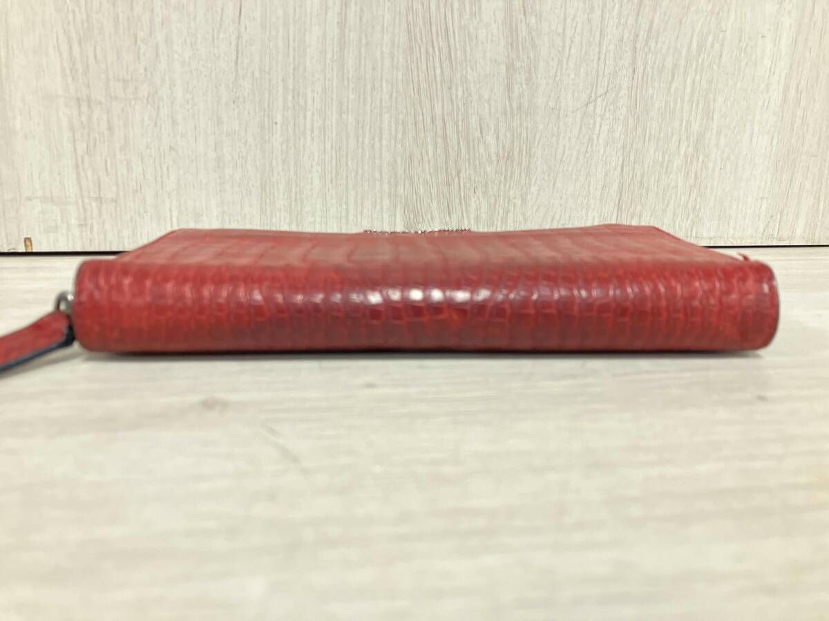  JIMMY CHOO ジミーチュウ クロコ型押し ラウンドファスナー 長財布 レッド その他 小物