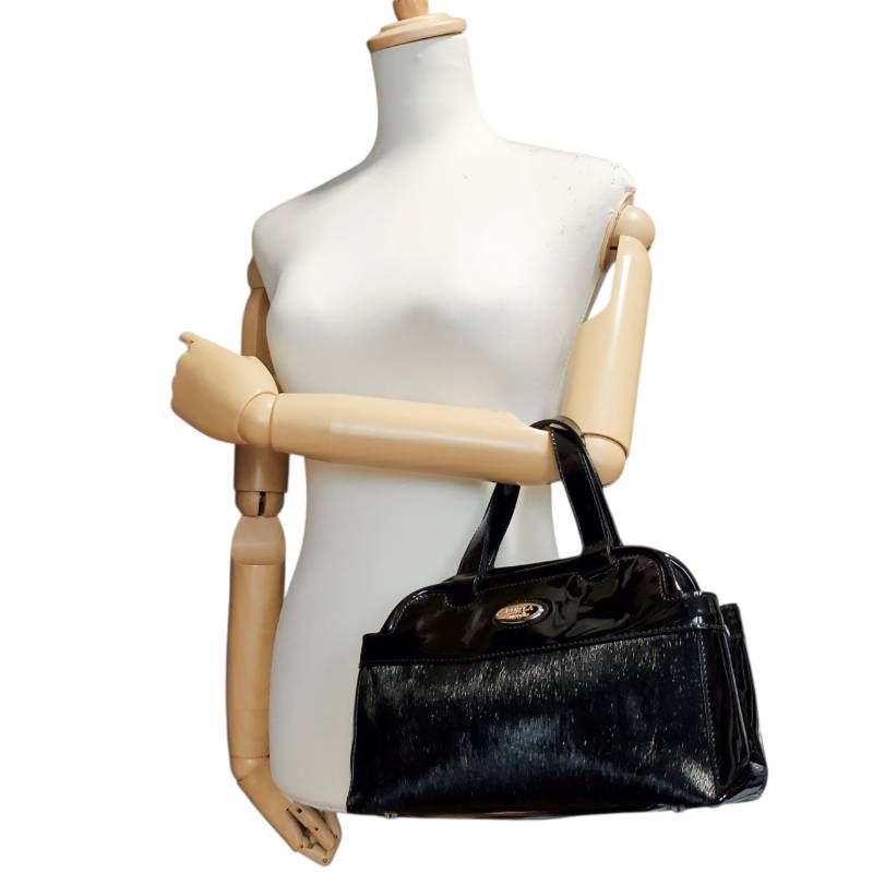 FURLA フルラ ハンドバッグ ハラコ エナメル パテントレザー 本革 80 