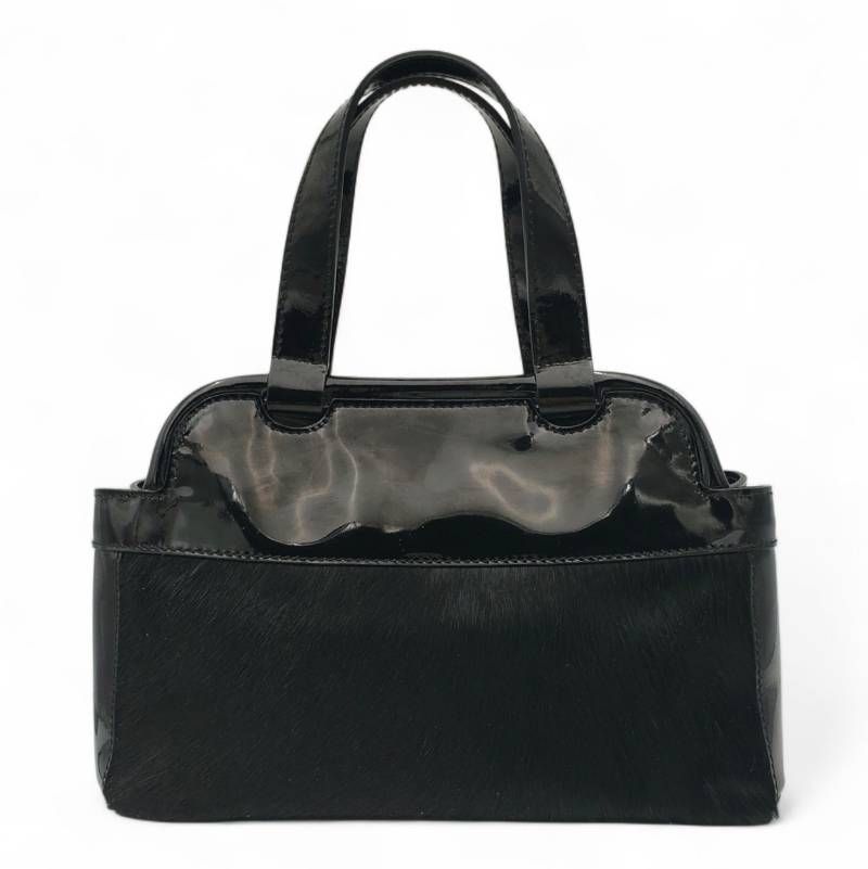 FURLA フルラ ハンドバッグ ハラコ エナメル パテントレザー 本革 80 