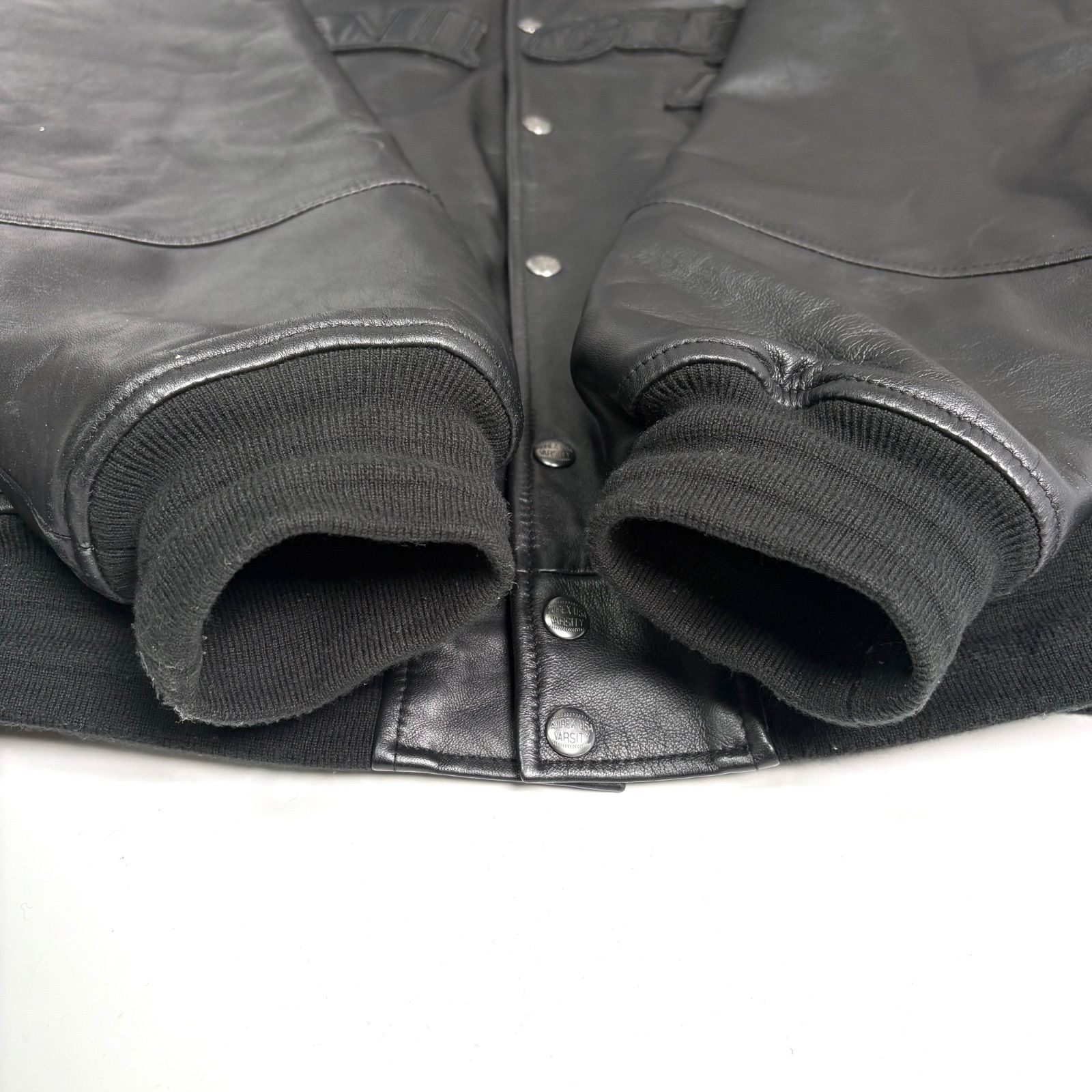 羊革】AVIREX x BLACK EYE PATCH レザージャケット 黒 XXL スタジャン