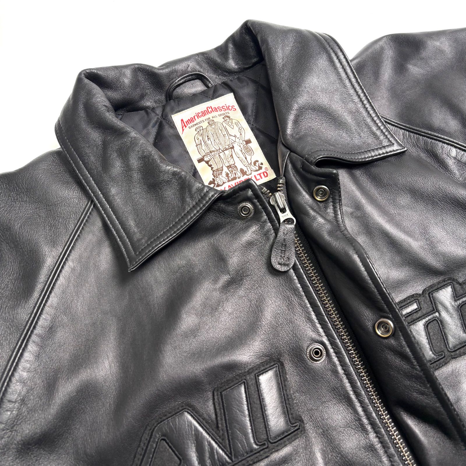 羊革】AVIREX x BLACK EYE PATCH レザージャケット 黒 XXL スタジャン