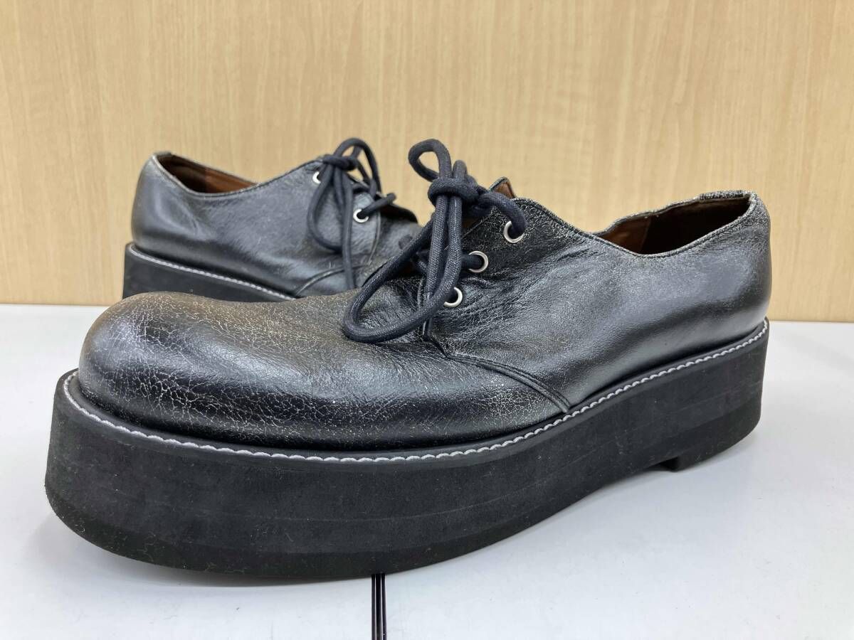 glamb グラム CRACK 3 HOLE SHOES クラック 3ホールシューズ ブラック レザー