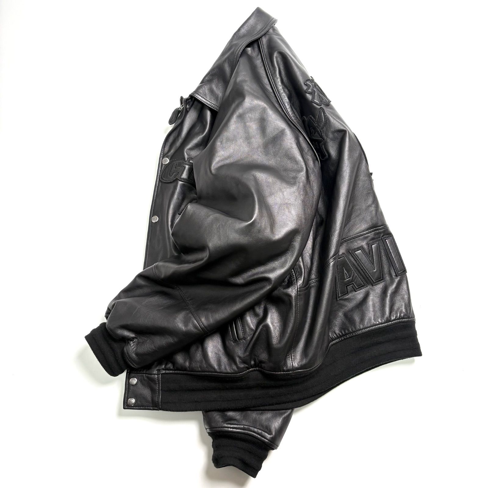 羊革】AVIREX x BLACK EYE PATCH レザージャケット 黒 XXL スタジャン