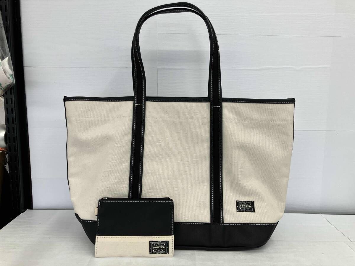 PORTER GIRL ポーターガール ボーイフレンド ホワイト ブラック ト トバッグ ポーチ付き