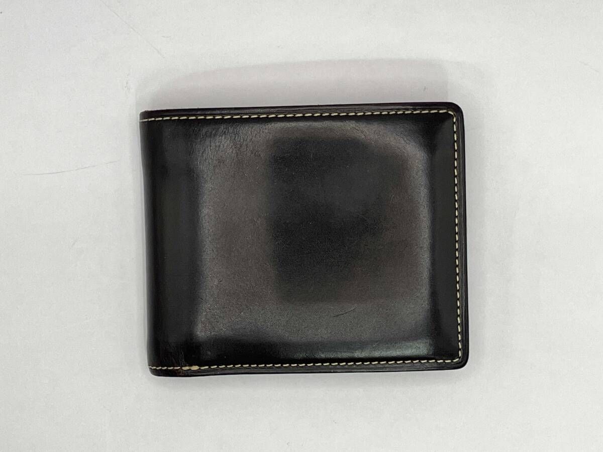 GANZO / ガンゾ ブラウン 型崩れ有 二つ折り財布 使用感有り 小銭入れ有り 