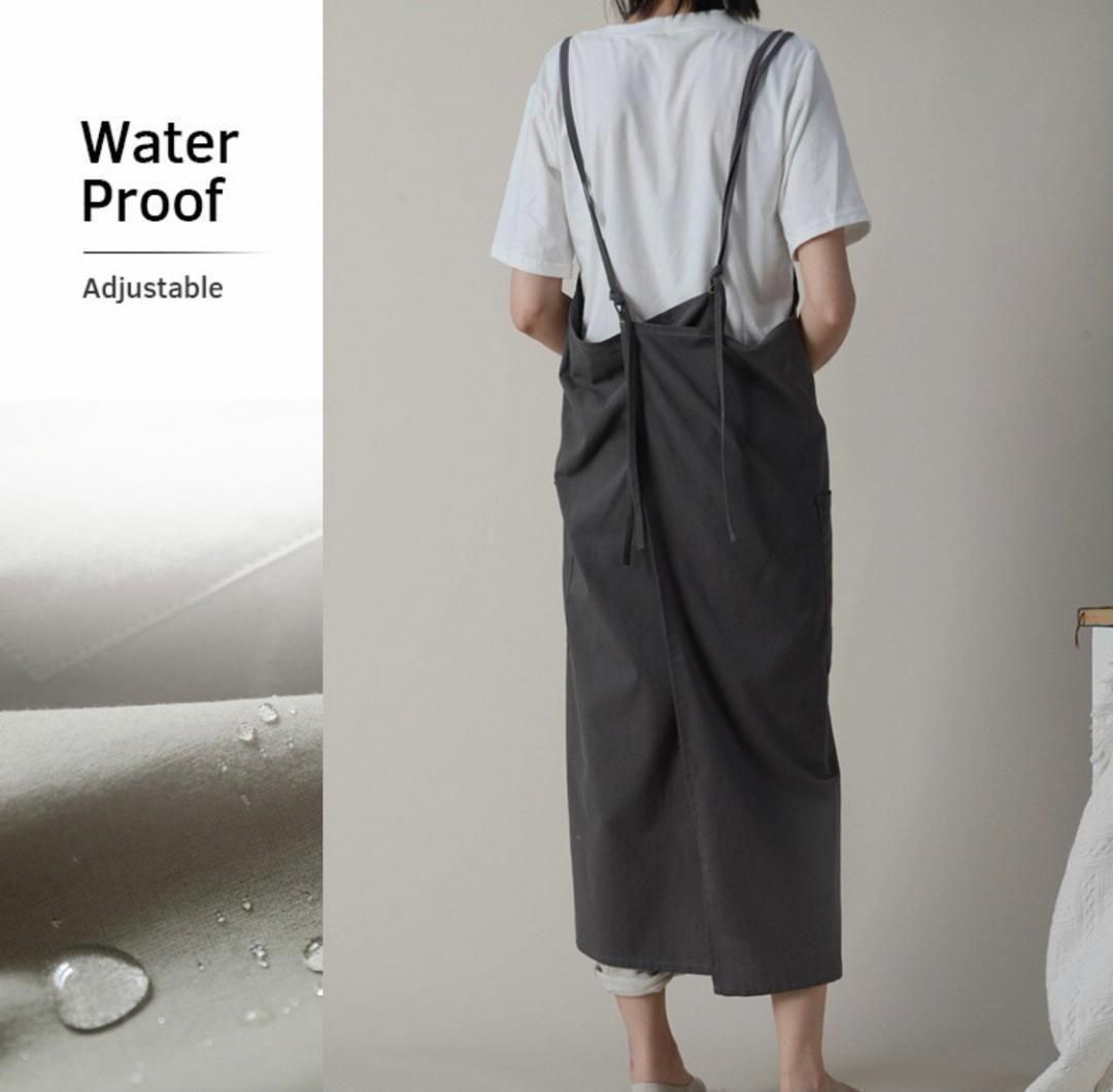 キッチン エプロン グレー フリーサイズ 新品 レディース 無地 大人 可愛い グレー フリーサイズ 無地 シンプル キッチンエプロン ロング 0919