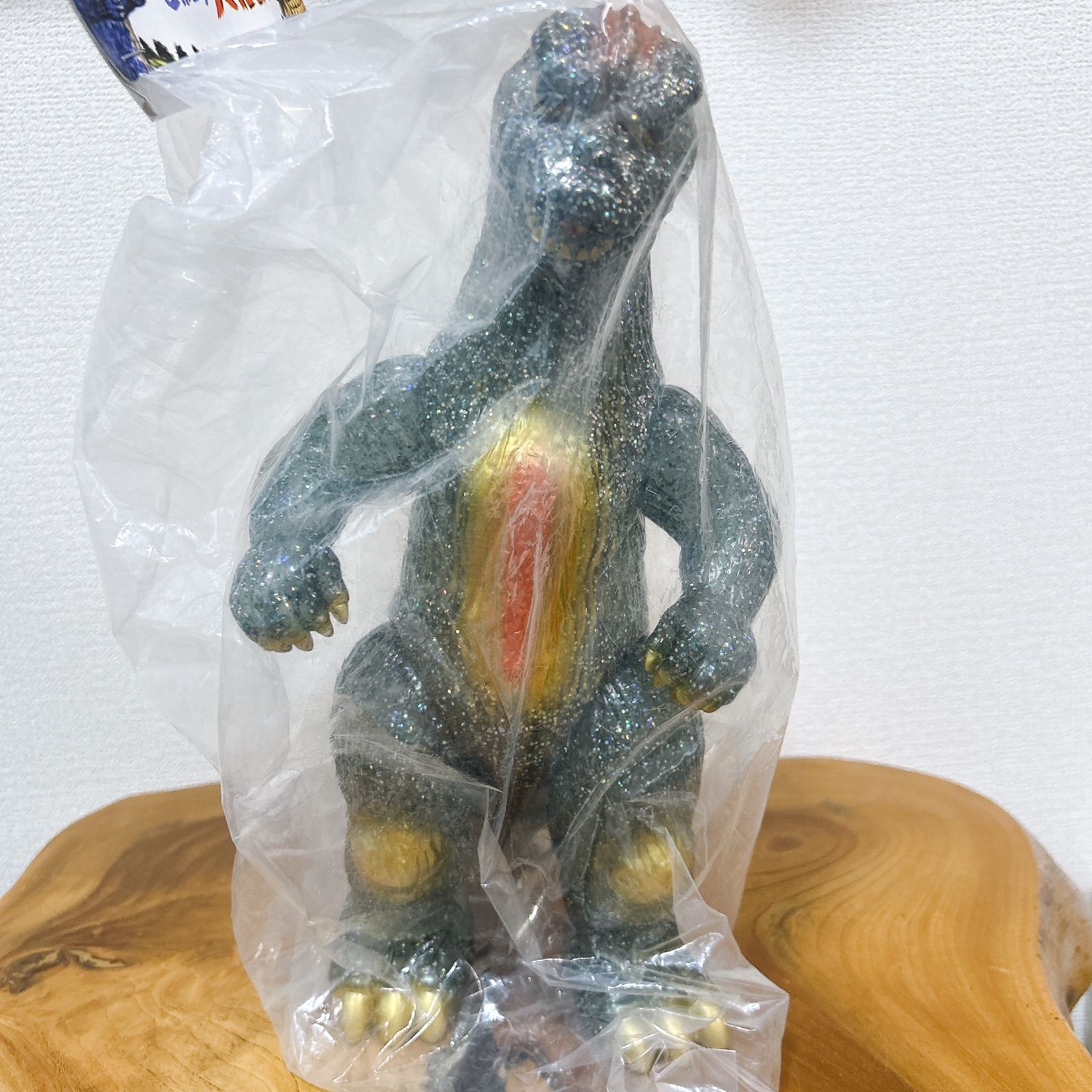 激 マルサン ラメ入り ゴジラ 黒目 1974 グリッター ソフビ フィギュア