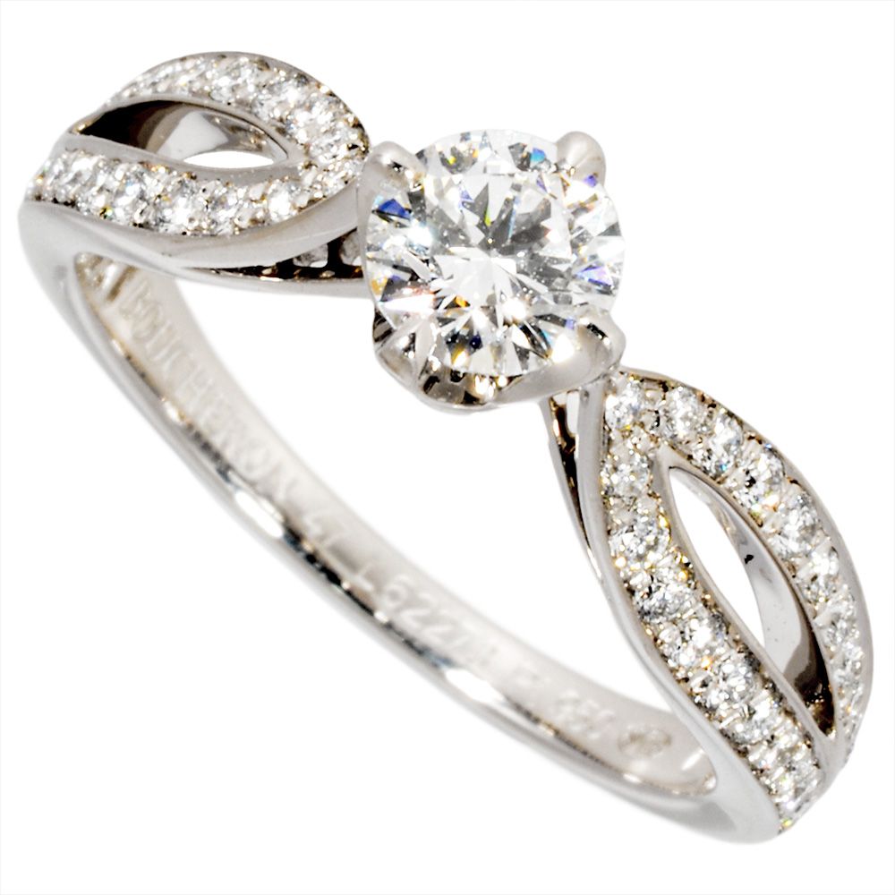 ブシュロン ポンドゥパリ ソリテール リング 指輪 ダイヤモンド 0.31 ct 47 Pt 950 3.4 g F VVS 2 3 EX プラチナ レディース