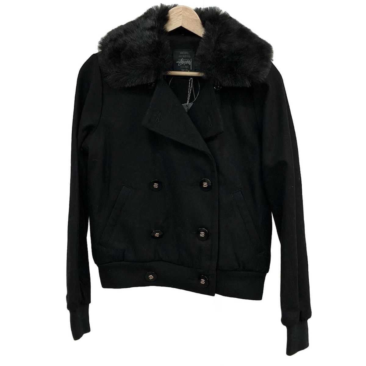 stussy(ステューシー) ブルゾン サイズS レディース - 黒 長袖/フェイクファー/秋