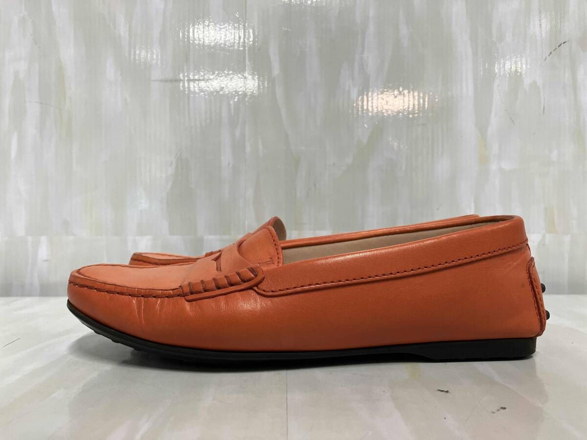 TOD'S トッズ ドライビングシューズ レザー オレンジ 35 1/2サイズ