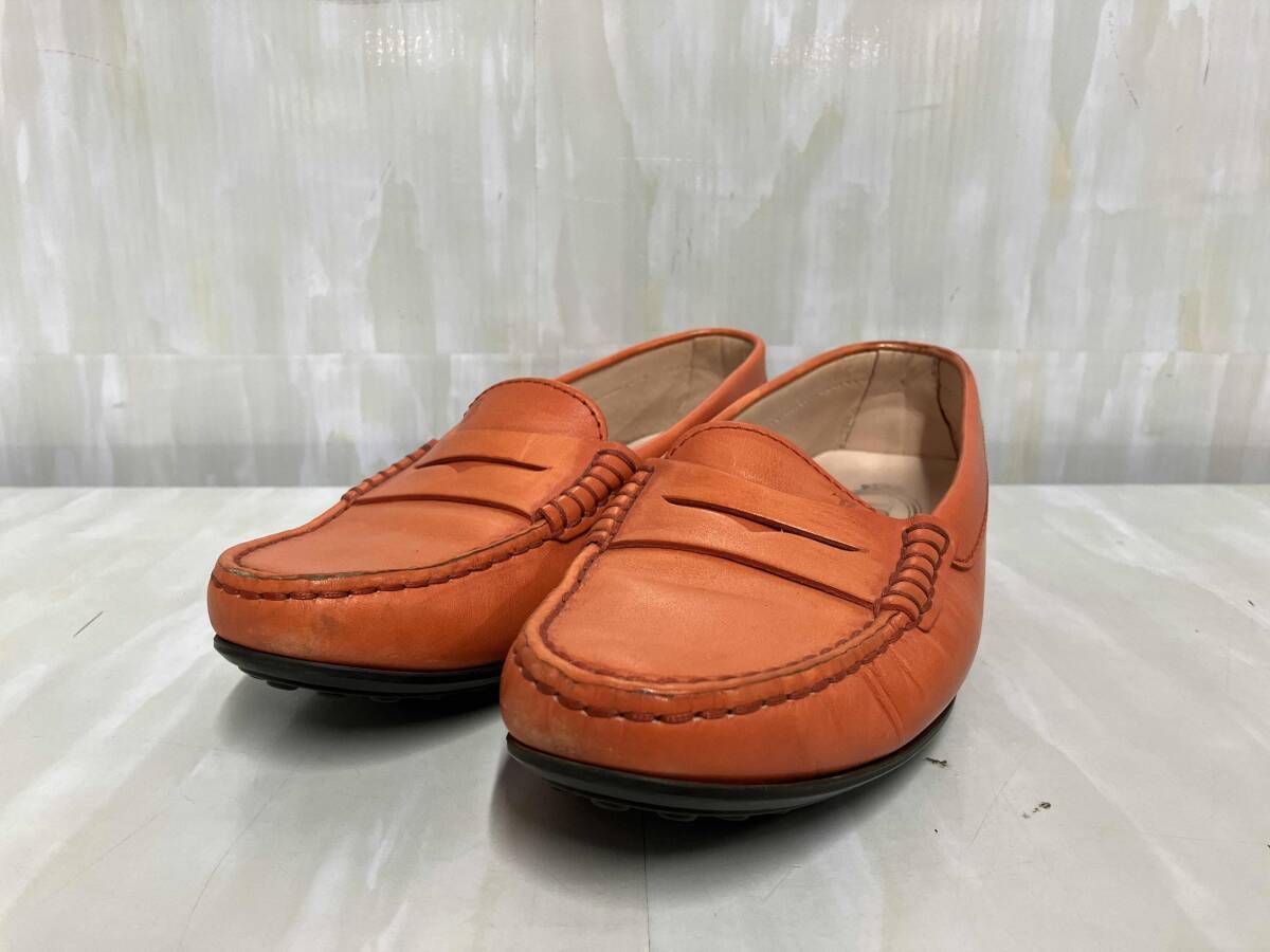 TOD S トッズ ドライビングシューズ レザー オレンジ 35 1