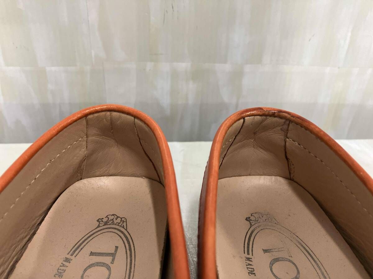TOD'S トッズ ドライビングシューズ レザー オレンジ 35 1/2サイズ