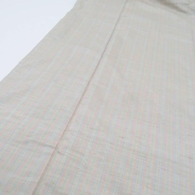  ✾まめ藤✾正絹 着物 優しく華やかな虹を架け 晴れを呼ぶ粋な縦縞 紅花紬 P-29 紬 着物