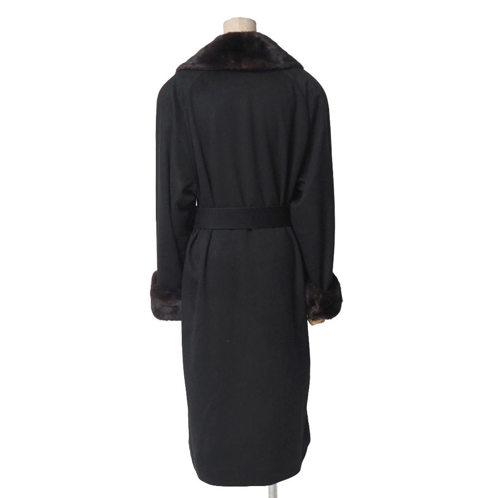 PARIS TOKYO × EMBA キミジマ エンバ コート サイズ- ミンク ファー ショール 表地 総カシミヤ 毛皮 ベルテッド ロング イタリア製 ブランド古着 RA 6709