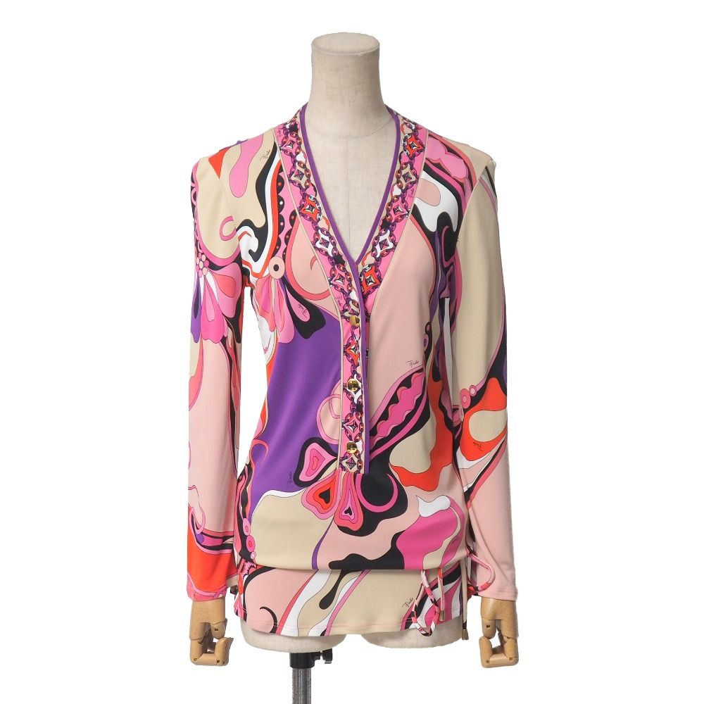 Emilio Pucci エミリオ プッチ チュニック サイズ42 プッチ柄 総柄 Vネック イタリア製 ブランド古着 RA 6719