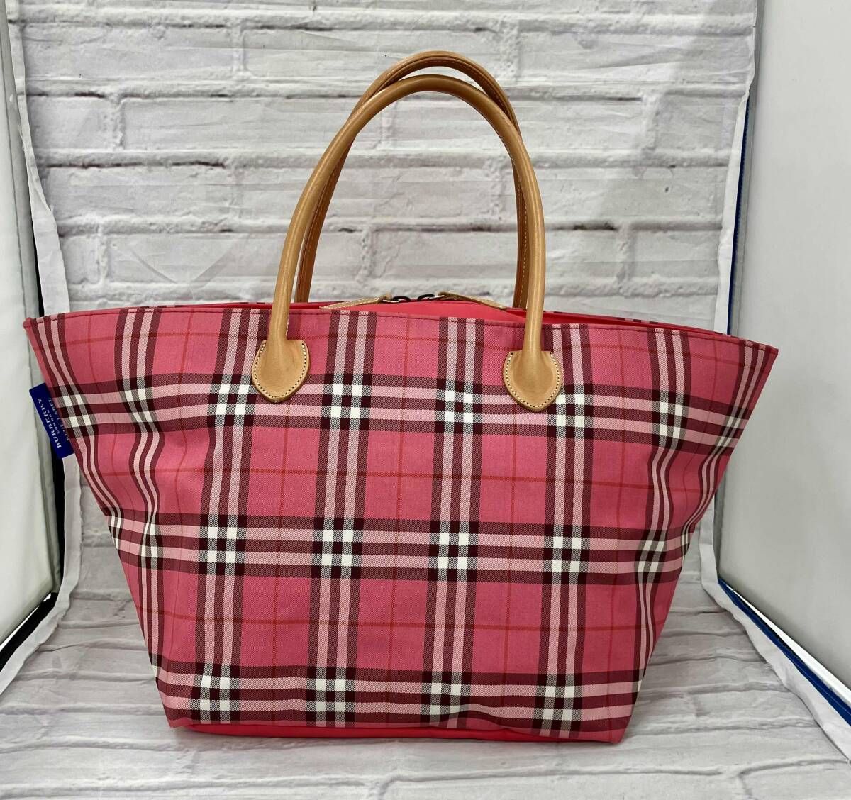 BURBERRY BLUE LABEL バーバリーブルーレーベル トートバッグ ノバチェック 舟形 ピンク