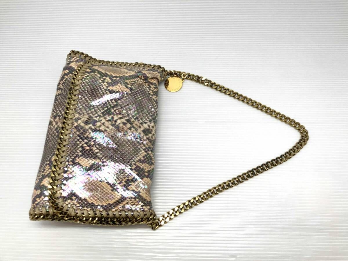  STELLA McCARTNEY ステラマッカートニー パイソンラメ チェーン ショルダーバッグ ゴールド系 通年 その他 トップス