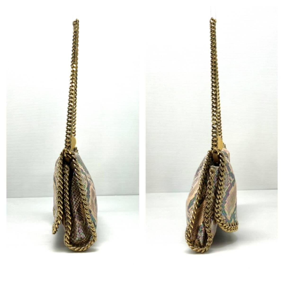 STELLA McCARTNEY ステラマッカートニー パイソンラメ チェーン ショルダーバッグ ゴールド系 通年