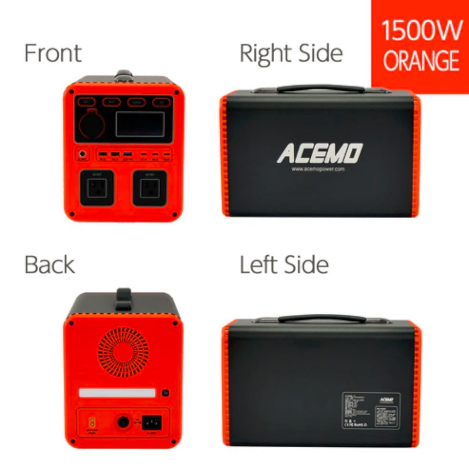 2280 P15 ポータブル 電源 オレンジ 1500W 災害 緊急時 アウトドア