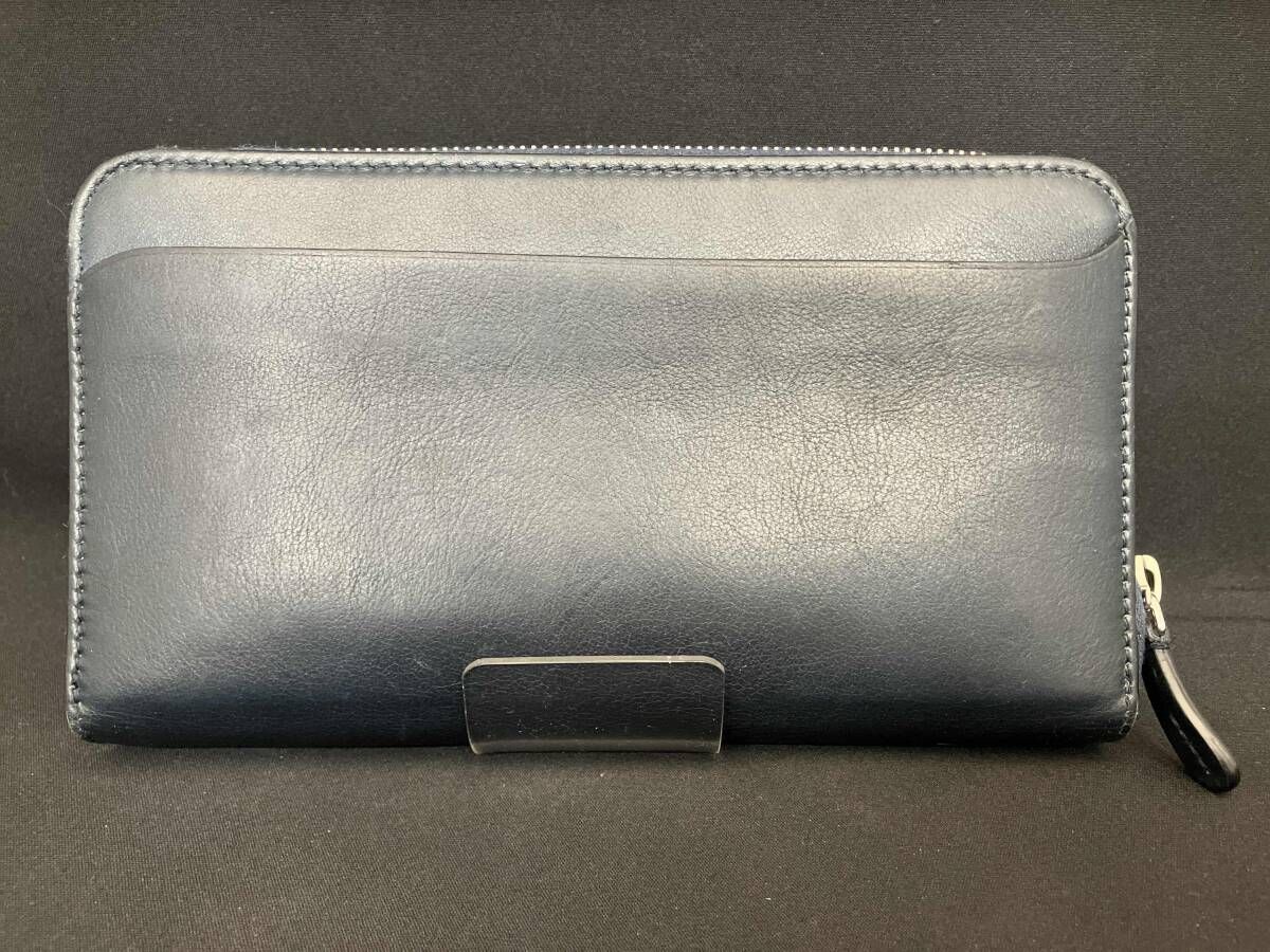 J M WESTON ジェイエムウェストン 長財布 ロングウォレット カードポケット コインケース コの字ファスナー メンズ 革 レザー ネイビー 紺