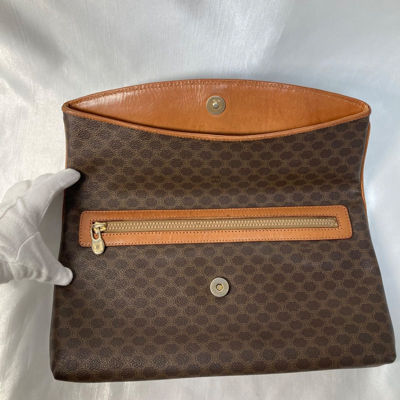 CELINE セリーヌ クラッチバッグ マカダム柄 ダークブラウン - メルカリ