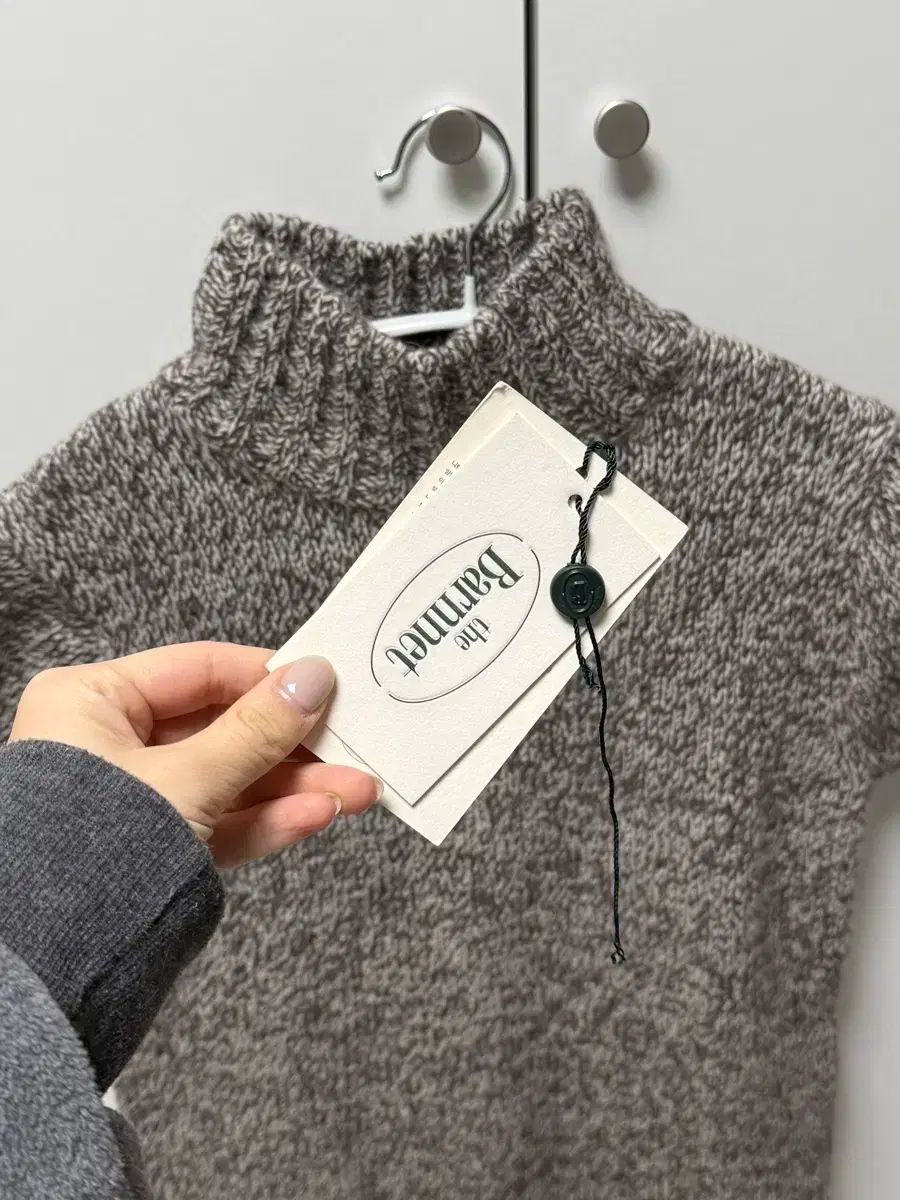 ザ バーネット ハーフ タートルネック ニットワンピース short メランジュグレー