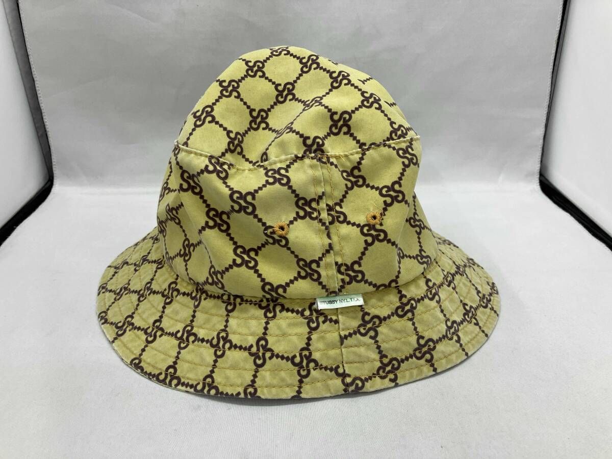 Stussy ステューシー 1990 s バケットハット SSリング モノグラム イエロー ストリート ヴィンテージ