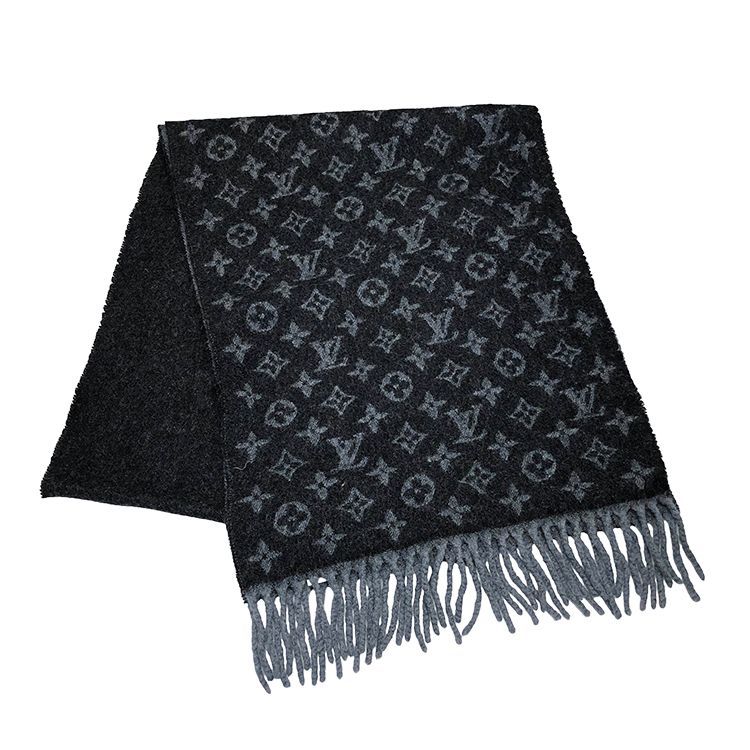 LOUIS VUITTON ルイヴィトン マフラー･モノグラム グラディエント M 71607 グラデーション カシミヤ ウール ロゴ マフラー ストール ノワール メンズ