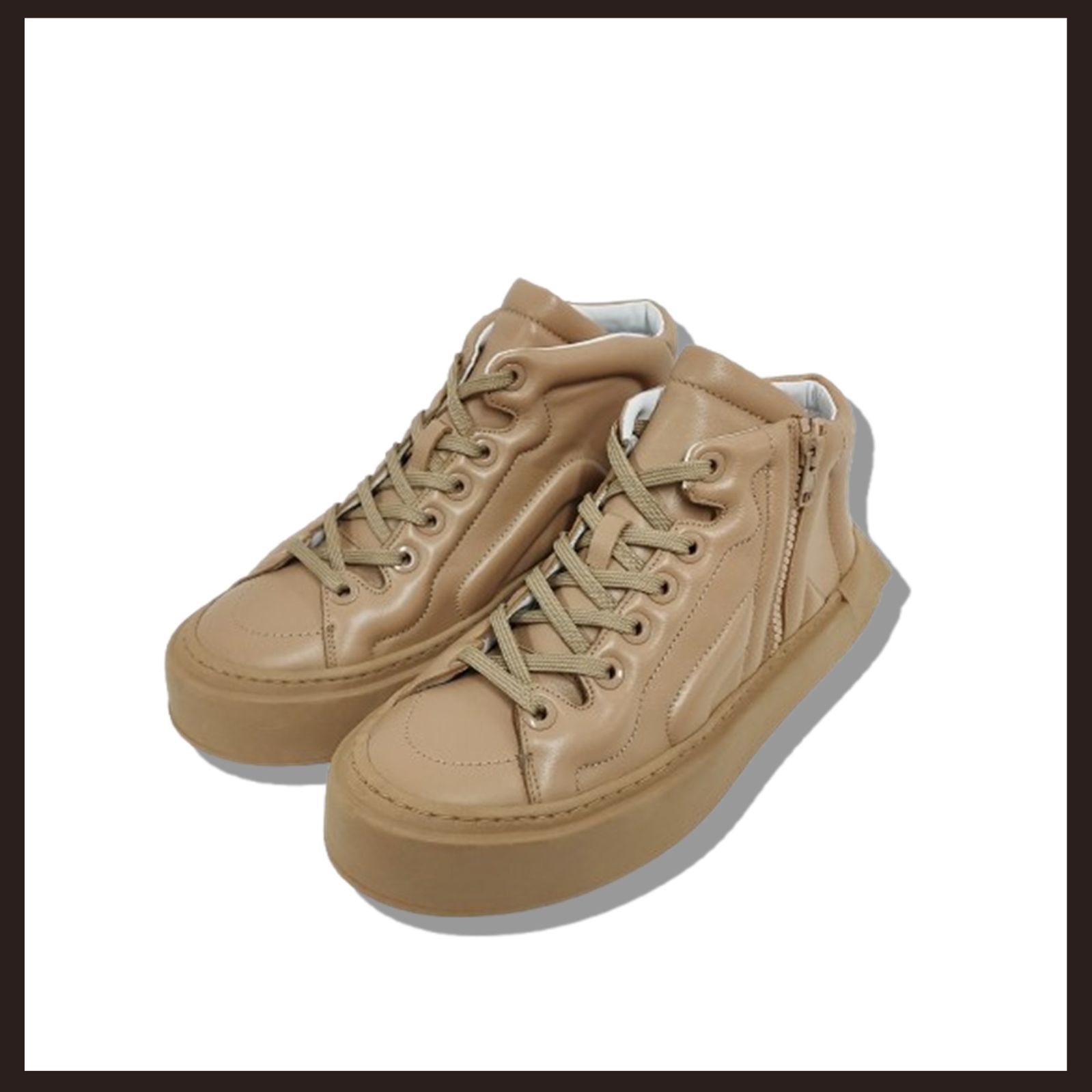 新品 未使用 ピエールアルディ スニーカージップミッドカット ベージュ