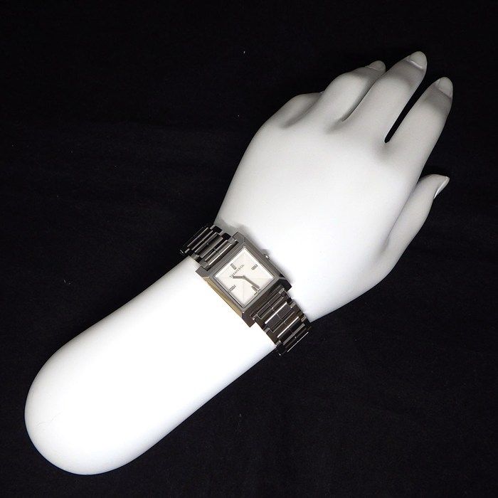  ティファニー Tiffany Co 腕時計 メイカーズ 4ポイント ダイヤインデックス スクエア ギョーシェ シルバー文字盤 SS クオーツアナログ 腕時計(デジタル) 時計