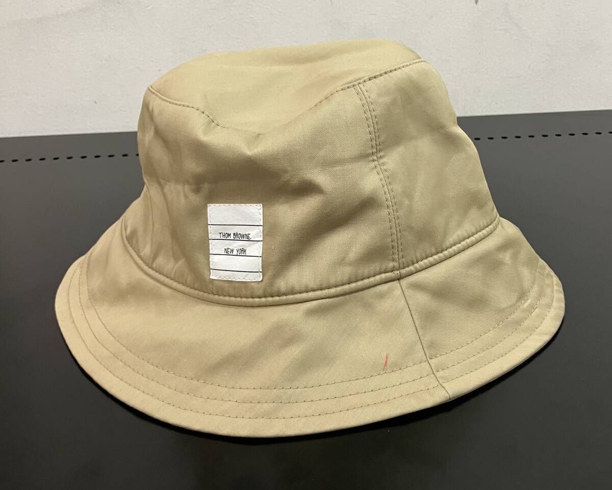 THOM BROWNE トムブラウン バケットハット ベージュ ブラウン サイズL コットン イタリア製