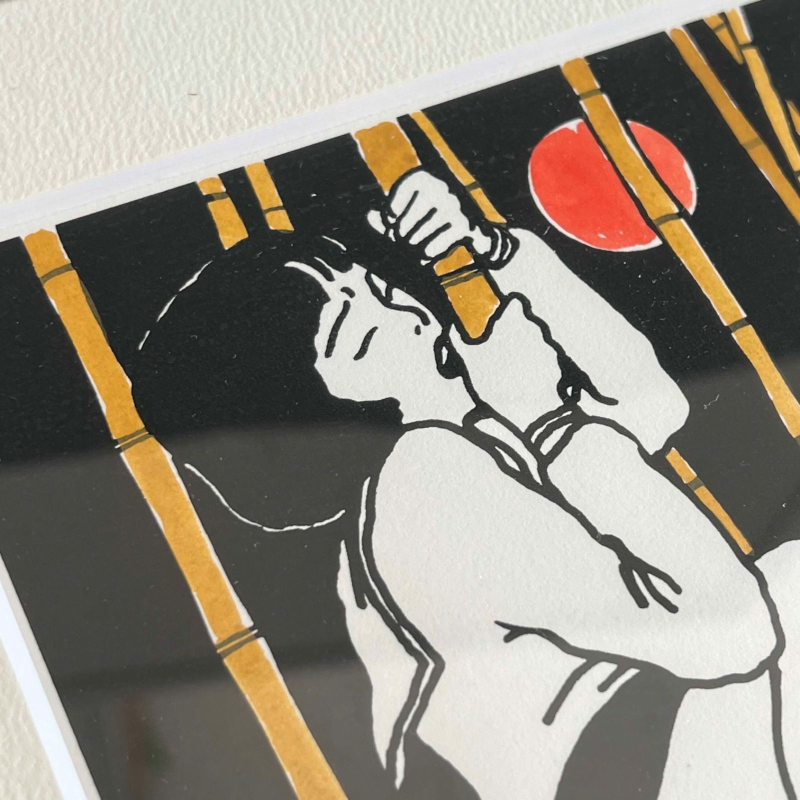 F 佐伯俊男リトグラフ 「揺月」 10/20 2006年 額付き版画 サイン入