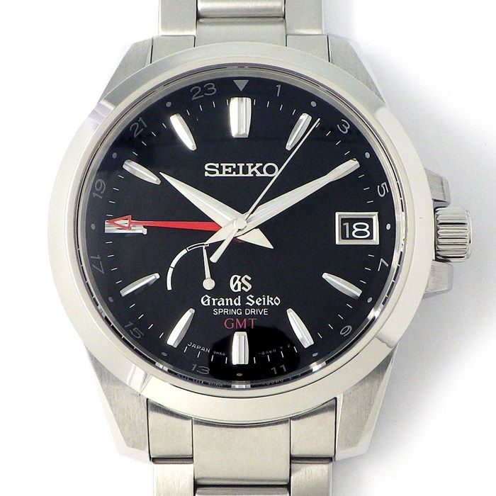 グランドセイコー Grand Seiko 腕時計 ヘリテージ SBGE 013 9 R 66 0 AE ブラック文字盤 デイト 裏スケ GMT パワーリザーブ表示 夜光針 インデックス SS スプリングドライブ