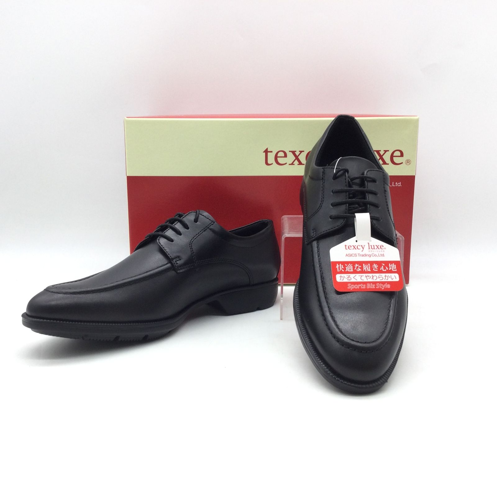 11225 【未使用】asics アシックス TEXCY LUXE テクシーリュクス TU-7773 メンズ ビジネスシューズ Uチップ 牛革 ブラック 24.5cm